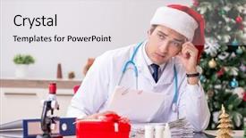  Presentation with doctor in hospital health insurance related icons healthcare person saving medical - Presentation theme featuring laboratory tree - doctor with gift box background and a white colored foreground