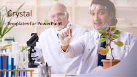  Presentation with lab - PPT theme with laboratory tree - two chemists working background and a  colored foreground