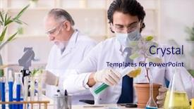  Presentation with lab - Presentation theme with laboratory tree - two chemists working background and a sky blue colored foreground