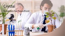  Presentation with product innovation lab - Cool new presentation theme with laboratory tree - two chemists working backdrop and a  colored foreground