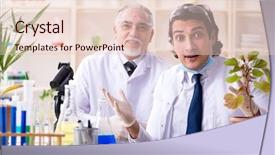  Presentation with lab - PPT theme consisting of laboratory tree - two chemists working background and a  colored foreground