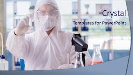  Presentation with hazardous - Beautiful theme featuring chenical hazard - chemist working in the laboratory backdrop and a sky blue colored foreground