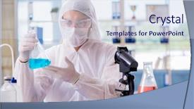  Presentation with chemicals - Audience pleasing slide set consisting of chenical hazard - chemist working in the laboratory backdrop and a sky blue colored foreground