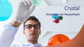 Presentation with chemicals - Cool new presentation design with chenical hazard - chemist working in the laboratory backdrop and a sky blue colored foreground