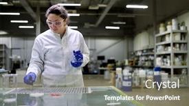  Presentation with lab coat - Cool new presentation theme with laboratory-woman-in-white-lab backdrop and a gray colored foreground