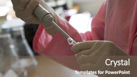  Presentation with biotechnology laboratory - Colorful PPT theme enhanced with laboratory workplace for biotechnology investigation dna analyze backdrop and a tawny brown colored foreground