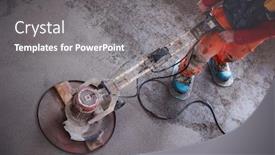  Presentation with construction site construction - Presentation design consisting of laborer-performing-and-polishing-sand background and a gray colored foreground