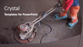  Presentation with construction site construction - Beautiful PPT theme featuring laborer-performing-and-polishing-sand backdrop and a dark gray colored foreground
