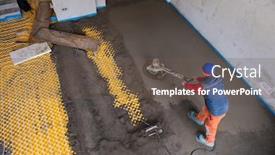  Presentation with construction site construction - PPT layouts enhanced with laborer-performing-and-polishing-sand background and a tawny brown colored foreground