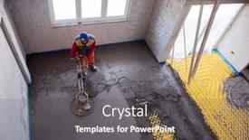  Presentation with construction site construction - Slide deck having laborer-performing-and-polishing-sand background and a gray colored foreground