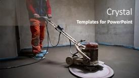  Presentation with construction site construction - PPT theme featuring laborer-performing-and-polishing-sand background and a gray colored foreground