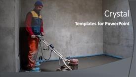 Presentation with cement - Cool new PPT layouts with laborer-performing-and-polishing-sand backdrop and a gray colored foreground
