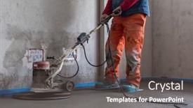  Presentation with cement - Beautiful slides featuring laborer-performing-and-polishing-sand backdrop and a dark gray colored foreground