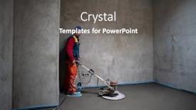  Presentation with silica sand industry - Slides having laborer-performing-and-polishing-sand background and a dark gray colored foreground