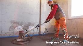  Presentation with cement - Colorful slide deck enhanced with laborer-performing-and-polishing-sand backdrop and a violet colored foreground