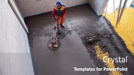 Presentation with construction site construction - Audience pleasing PPT layouts consisting of laborer-performing-and-polishing-sand backdrop and a gray colored foreground