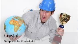  Presentation with globe hands cross - Slide deck having valentines day or marriage background and a coral colored foreground