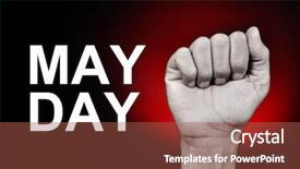  Presentation with labour market - Beautiful PPT theme featuring labour market - closeup of the raised fist backdrop and a tawny brown colored foreground