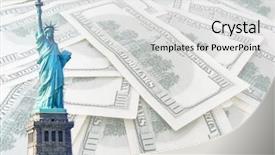  Presentation with labour market - Presentation theme enhanced with labour market economics - statue of liberty on 100 background and a  colored foreground