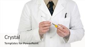  Presentation with electronic product innovation lab - Colorful slide deck enhanced with labratory - male lab technician holding thermometer backdrop and a sky blue colored foreground