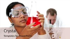  Presentation with automation in lab - Presentation design having labratory - worker in a lab background and a red colored foreground