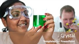  Presentation with lab - Cool new presentation design with labratory - worker in a lab backdrop and a coral colored foreground