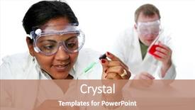  Presentation with lab instruments - Cool new presentation design with labratory - worker in a lab backdrop and a coral colored foreground