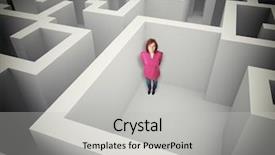  Presentation with maze - Beautiful slides featuring labyrinth 3d - standing woman in 3d maze backdrop and a light gray colored foreground