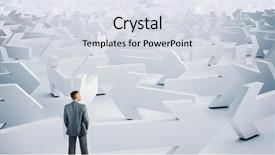  Presentation with way - Cool new presentation with labyrinth 3d - troubled businessman finding way backdrop and a sky blue colored foreground