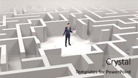  Presentation with businessman standing on maze - Presentation enhanced with labyrinth 3d - young businessman standing background and a  colored foreground