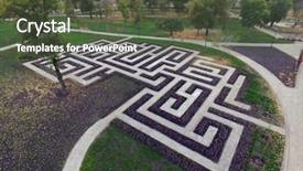  Presentation with drone - Slide deck featuring labyrinth in the park drone background and a tawny brown colored foreground