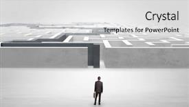  Presentation with ready - Slide set having labyrynth - businessman getting ready to enter background and a white colored foreground