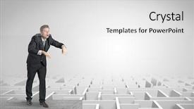  Presentation with businessman standing on mountain top - Amazing PPT theme having labyrynth - zombi elegant businessman backdrop and a white colored foreground