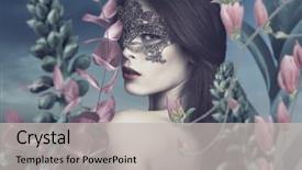  Presentation with surreal - Presentation theme having lace mask in fantasy garden background and a light gray colored foreground