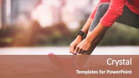  Presentation with running shoes - Cool new slides with laces healthy lifestyle jogging motivation backdrop and a coral colored foreground