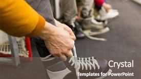  Presentation with skating - Beautiful slide deck featuring lacing skates on skating rink backdrop and a gray colored foreground