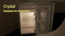  Presentation with refrigerator - Presentation having lack of food - empty refrigerator background and a tawny brown colored foreground