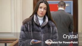  Presentation with atm - PPT theme enhanced with woman hand showing dollar banknotes in front of the red atm background and a dark gray colored foreground