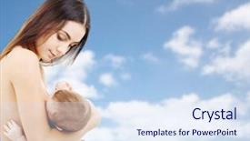  Presentation with breastfeeding - Theme having mother with little baby sucking background and a sky blue colored foreground
