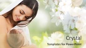  Presentation with cherry blossom - Cool new slides with mother with little baby sucking backdrop and a soft green colored foreground