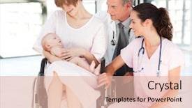  Presentation with newborn baby hospital - PPT theme having mother with her newborn baby background and a lemonade colored foreground