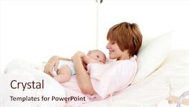  Presentation with newborn baby hospital - Slides consisting of baby in bed in hospital background and a lemonade colored foreground