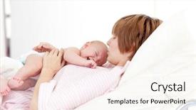  Presentation with newborn baby hospital - Presentation theme having her newborn baby in hospital background and a cream colored foreground