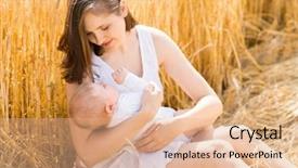  Presentation with infant - Colorful slide deck enhanced with woman with her infant baby backdrop and a coral colored foreground