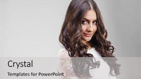  Presentation with arabic woman - Amazing slides having close up face young arabic woman in white sexy dress isolated on gray background backdrop and a light gray colored foreground