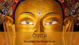  Presentation with buddha - Theme featuring ladakh jammu and kashmir india background and a gold colored foreground
