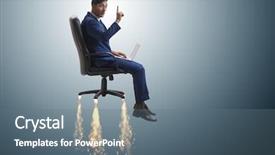  Presentation with career career progression and promotion - Slide deck enhanced with ladder achievement metaphor - businessman in career progression concept background and a gray colored foreground