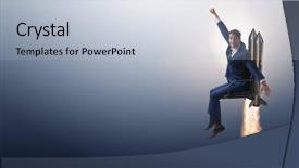  Presentation with promotion - Cool new slide deck with ladder achievement metaphor - businessman in promotion business concept backdrop and a lemonade colored foreground