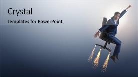  Presentation with promotion - Theme with ladder achievement metaphor - businessman in promotion business concept background and a lemonade colored foreground