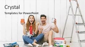  Presentation with wall paint - Presentation theme having ladder and holding paint can background and a white colored foreground